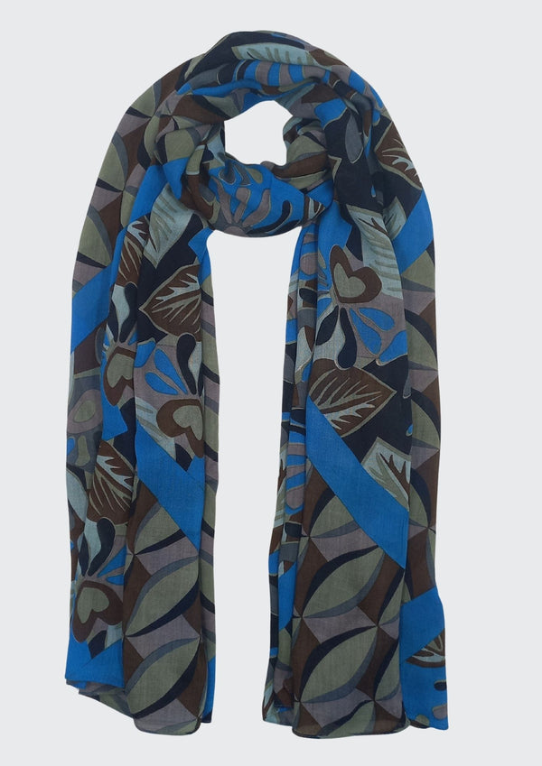 Diagonal Patch Print Scarf (SE-2923_Blue)